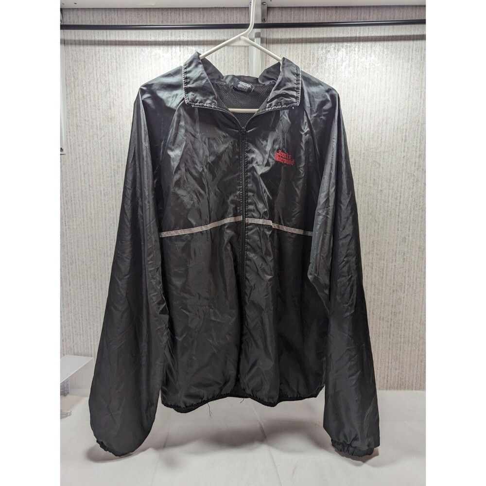 Sports Illustrated VINTAGE Full Zip Mesh Lined Windbreaker Jacket Black SIZE XL